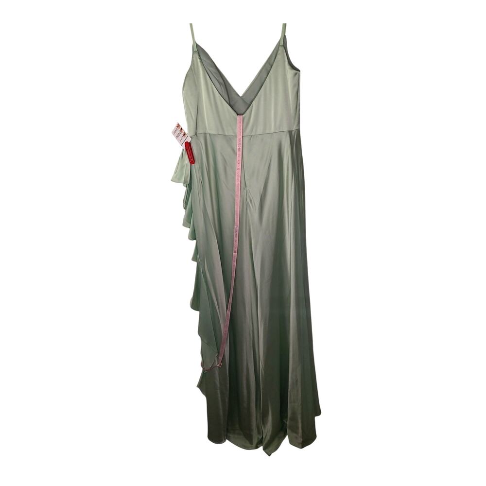 New with Tags Mac Duggal 67815 Ruffle Slit Dress 12 Mint Green Wedding Party - Picture 4 of 16
